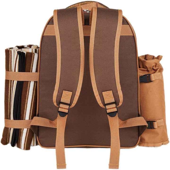 Hap Tim Picknick-Rucksack für 4 Personen mit Kühlfach, abnehmbarem Flaschen-/Weinhalter, Fleece-Deck