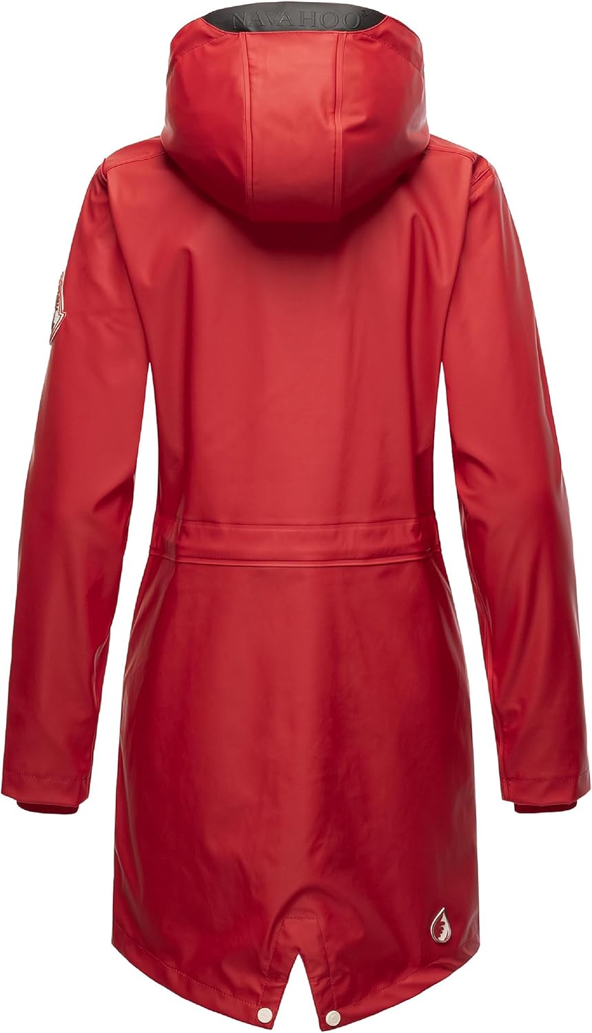 Navahoo Damen Übergangsjacke Regenmantel wasserdicht lang mit Kapuze Tropical Stormoo XS-3XL XS Rot,