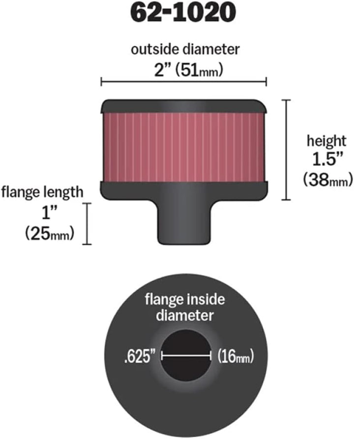 K&N 62-1020 KFZ und Motorrad Entlüftungsluftungsluftfilter, Rot