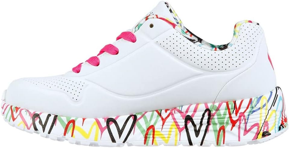 Skechers Mädchen Uno Lite Lovely Luv Sneaker 27 EU White Synthetic H Pink Trim, 27 EU White Syntheti