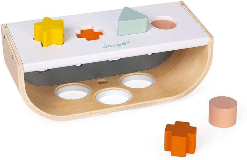 Janod - Tap Tap Sweet Cocoon - Klopfspiel mit Formensortierer und Steckspiel - 3-in-1 Holzspielzeug