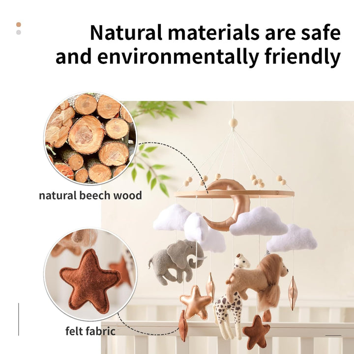 Mobile Baby Windspiele, Tierchen Waldtiere Bettglocke aus Filz Babybett Bettglocke Anhänger Mobile B