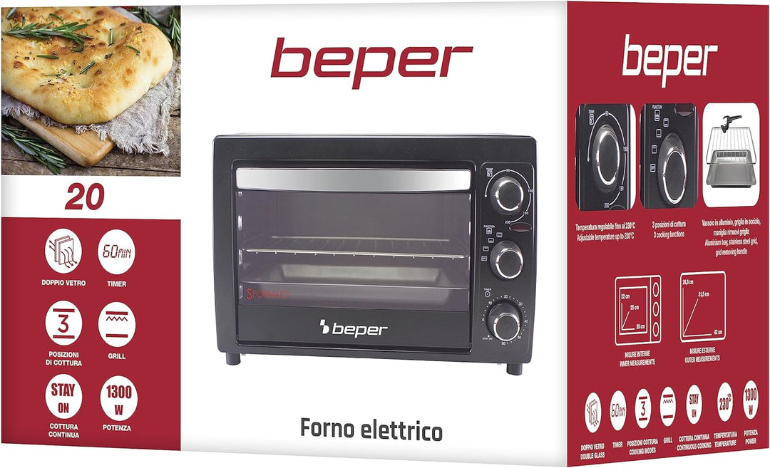 Beper 90.883 Elektrischer Backhofen, Schwarz