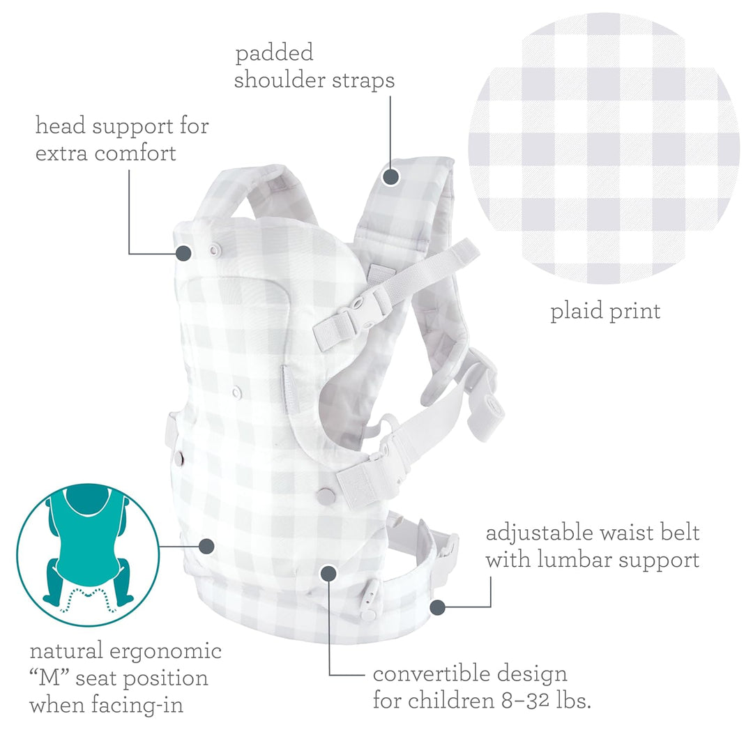 Infantino Babytrage Flip Advanced 4-in-1, Ergonomische und Umwandelbare Babytrage, Trage für Front u