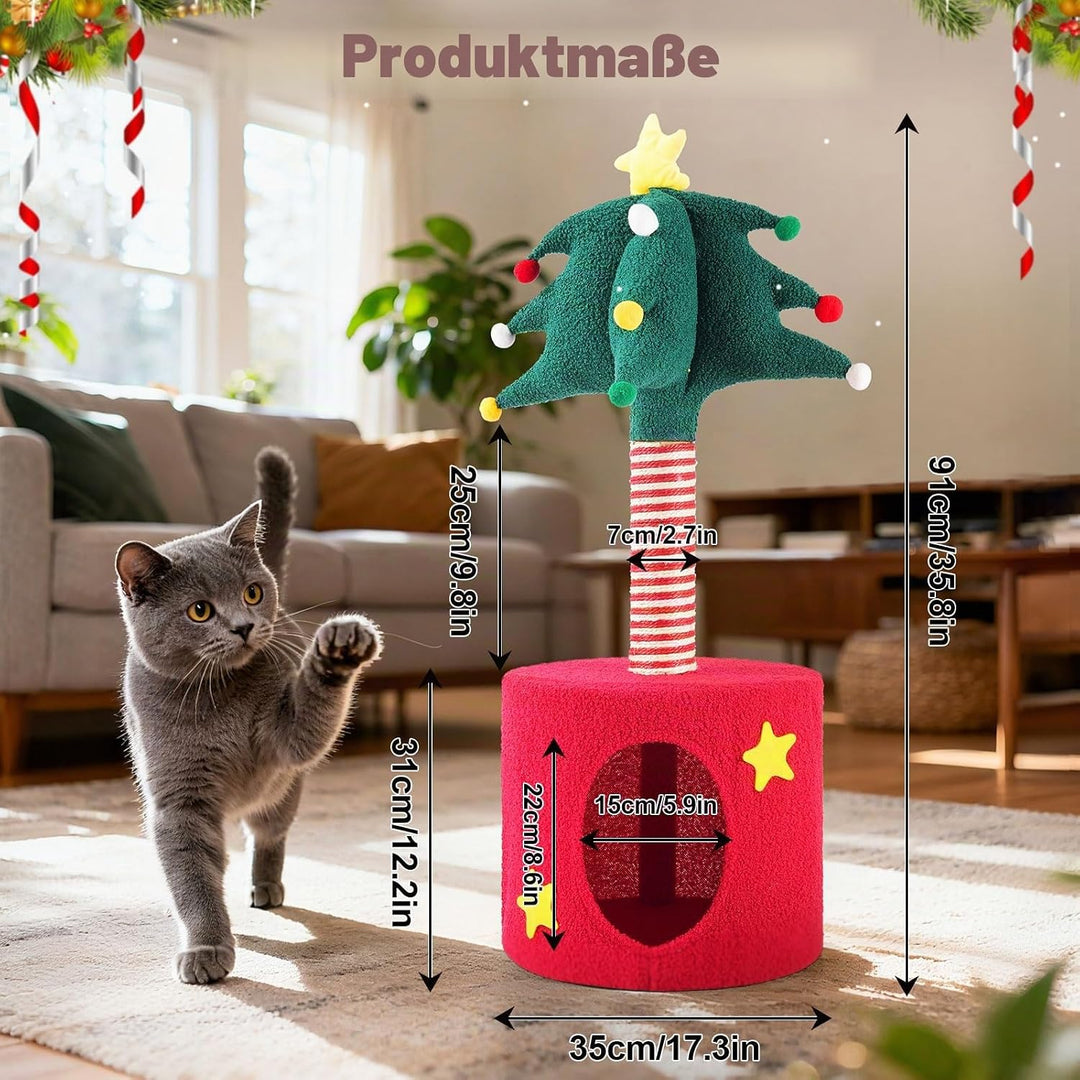 Kratzsäulen für Katzen Kratzbaum mit Dekorativem Weihnachtsbaum Katzenkratzbaum mit Katzenhöhle Inte