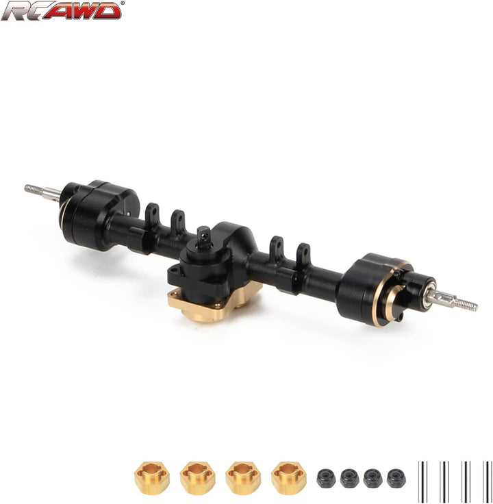 RCAWD RC Achsen Set ，Hinteres Portal-Achsengehäuse und Stahlgetriebe für Axial 1-24 SCX24 Crawler, v