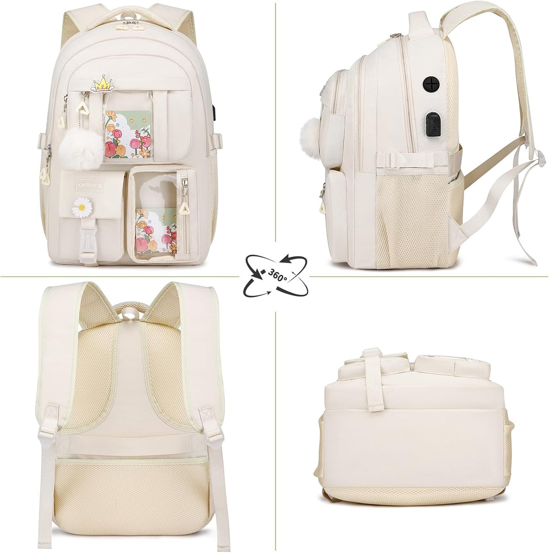 Rucksack Laptop Damen 15,6 Zoll Schulrucksack Mädchen Teenager Schultasche Frauen für Schule Uni Rei