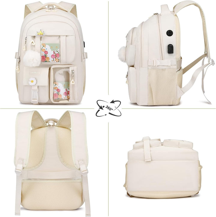 Rucksack Laptop Damen 15,6 Zoll Schulrucksack Mädchen Teenager Schultasche Frauen für Schule Uni Rei