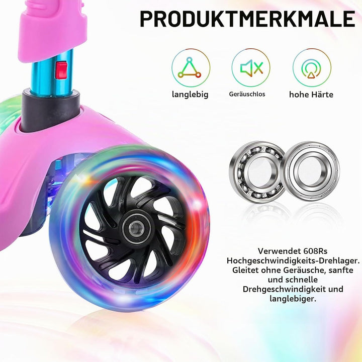 Leuchtende Stunt Scooter Rollen, 4 Stück LED-Lichtrollen, 120mm Led Scooter Ersatzräder Räder mit AB