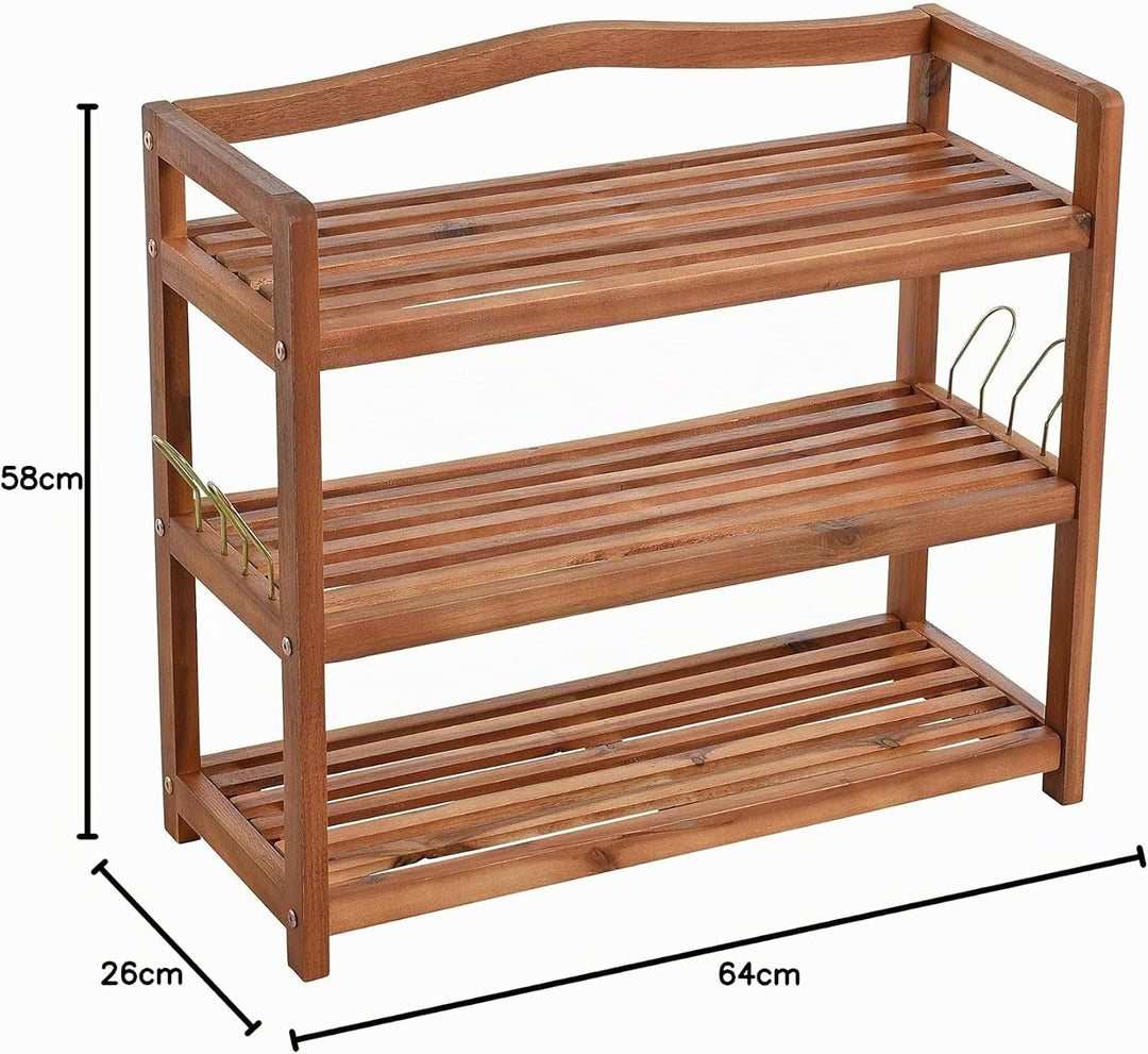 ESTEXO Holz Schuhregal Schuhschrank Holz Regal Schuhständer 3 Etagen Schuhablage Ablage Bank Akazien