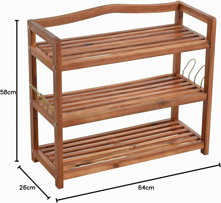 ESTEXO Holz Schuhregal Schuhschrank Holz Regal Schuhständer 3 Etagen Schuhablage Ablage Bank Akazien