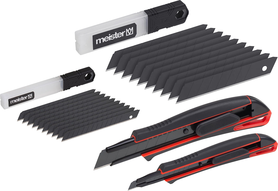 Meister Universalmesser-Set "Black Line" - 22-teilig - Abbrechmesser (18 mm & 9 mm) - Mit je 10 Ersa