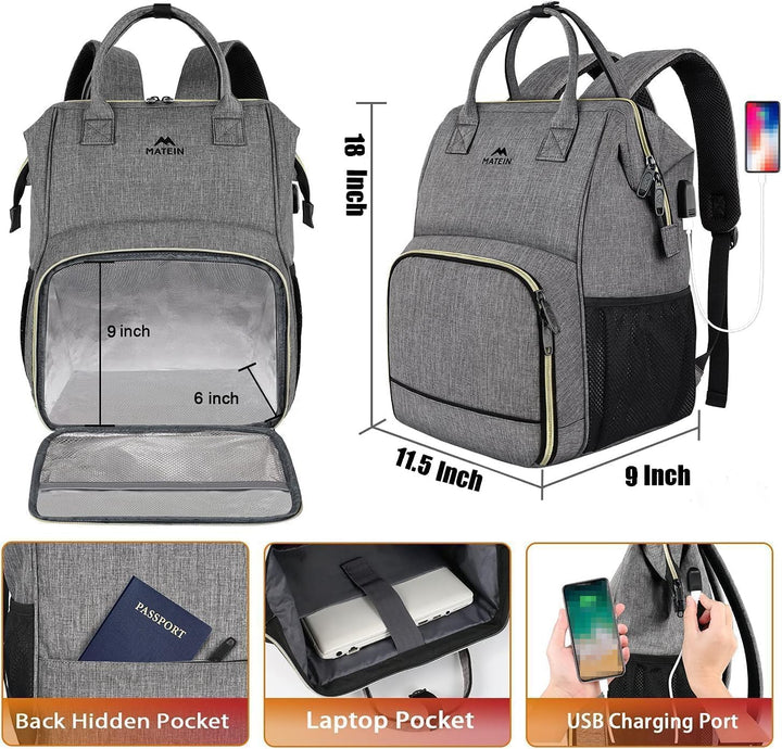MATEIN Laptop Lunch Rucksack, 17" Picknick Rucksack für Damen und Herren mit isoliertem Kühlfach, Wa