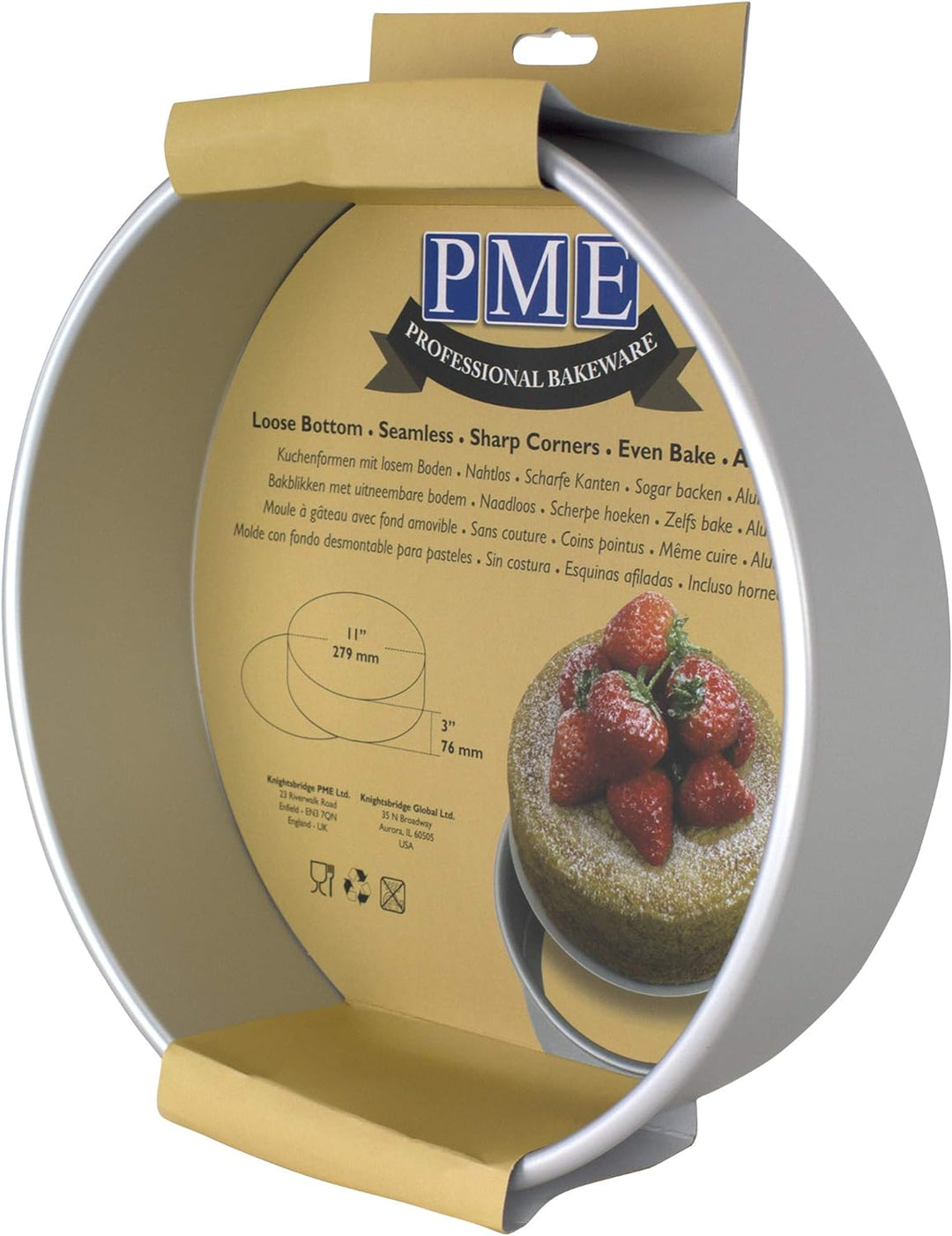 PME LBR113 Kuchenformen mit losem boden 11" x 3", Eloxiertes Aluminium, Silber 11x3", 11x3"