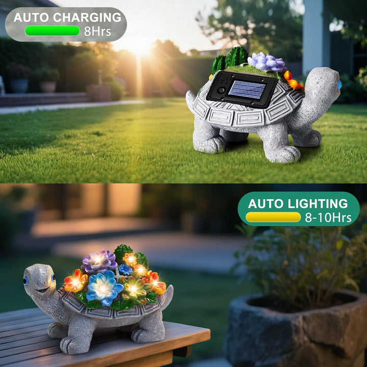 Linkax Geschenke für Frauen Mama, Solar Gartenfiguren Schildkröte Gartendeko für Draussen, mit 7 LED