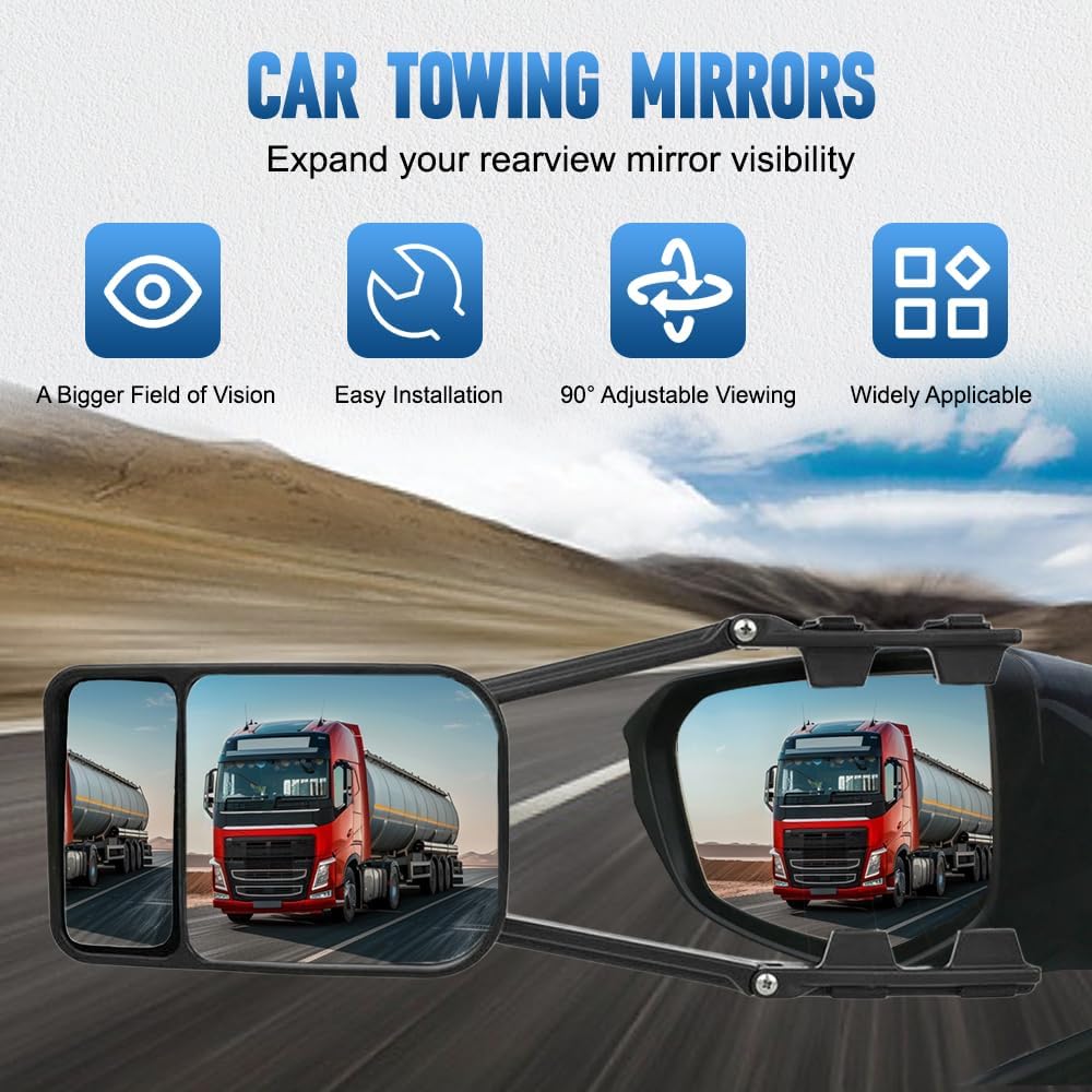 Riloer Auto-Abschleppspiegel – Wohnwagen-Aussenspiegel Anhänger-Verlängerung Doppelarm-Glas-Abschlep