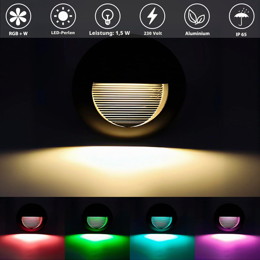 Bluetooth Treppenbeleuchtung aussen RGB warmweiss kaltweiss 1.5W 65mm(Nicht die Standardgrösse 60mm)