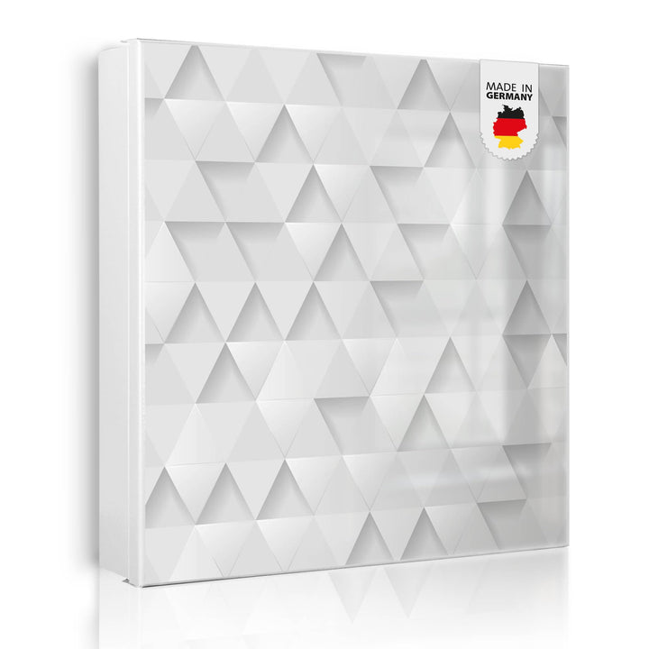 banjado® Grosser Schlüsselkasten Glas/Schlüsselbox 30cm x 30cm mit 50 Haken - Motiv Weisse Dreiecke/