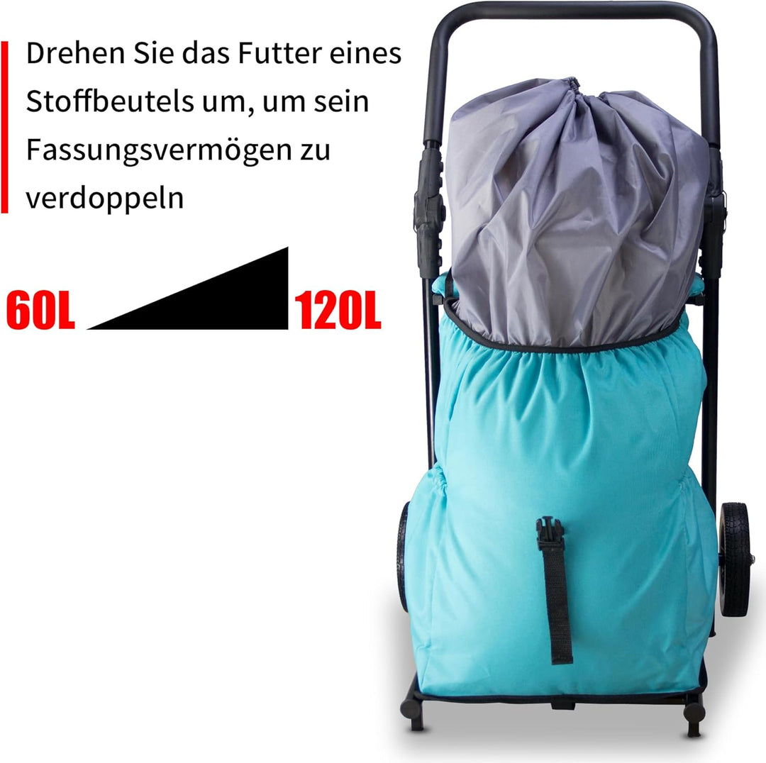 Einkaufstrolley, Klappbarer bis 50kg Einkaufswagen 120L Einkaufstasche Shoppingtrolley Handwagen für