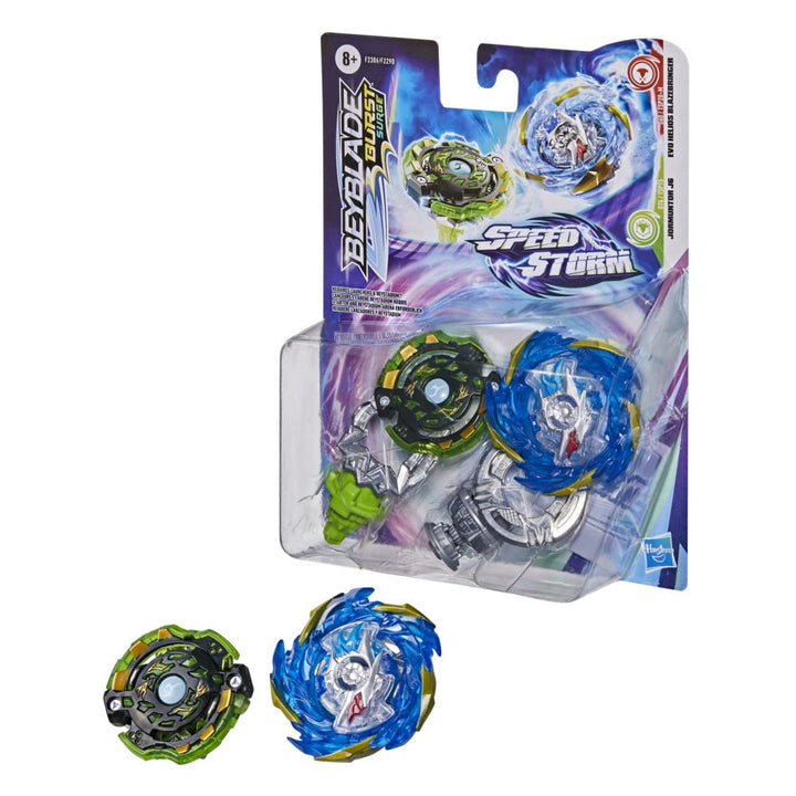 Hasbro Beyblade Surge Speedstorm Evo Helios Blazebringer und Jormuntor J6 Kreisel Doppelpack – Battl