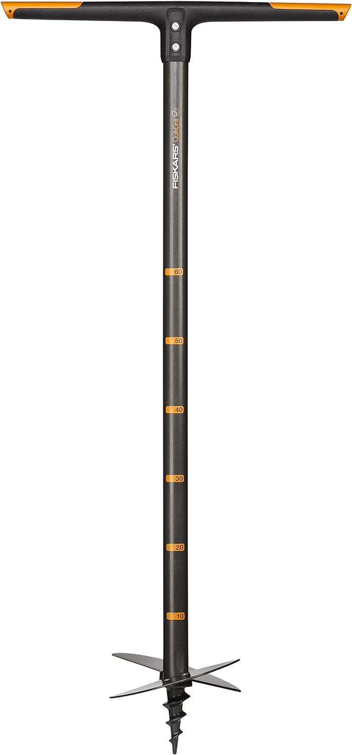 Fiskars Handerdbohrer, Für Löcher bis Ø 200 mm, Schwarz/Orange, QuikDrill, L, 1000640 Handerdbohrer