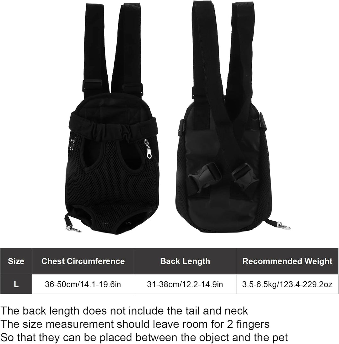 Haustier-Frontträger-, Haustier-Brustrucksack aus Nylon für Reisen, Fahrrad, Wandern, Motorrad (L) L