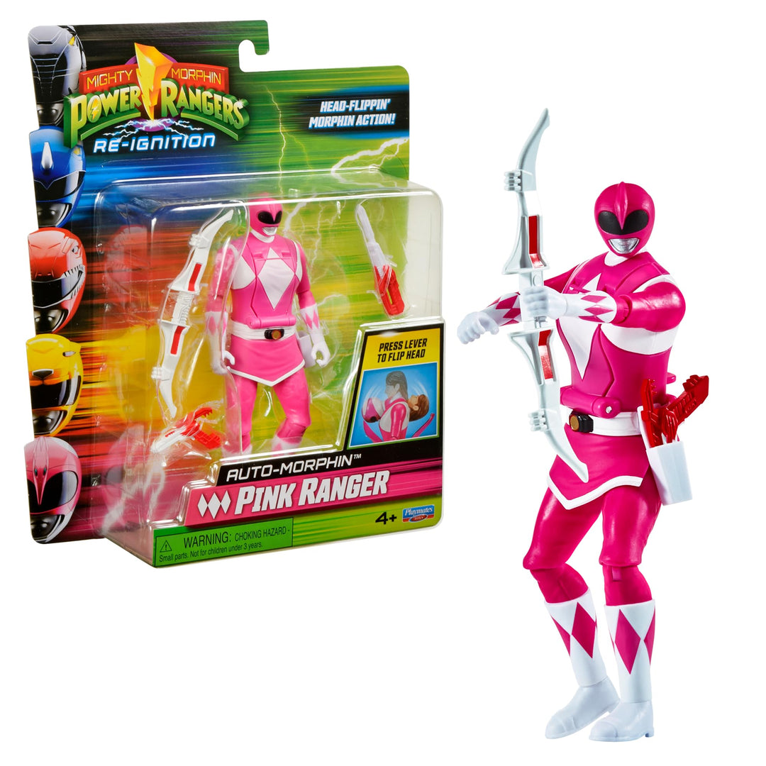 Power Rangers - Auto-Morphin, 2-in-1-Figur mit Gelenken, 15 cm, Ranger Rosa – Kim, für Kinder ab 4 J