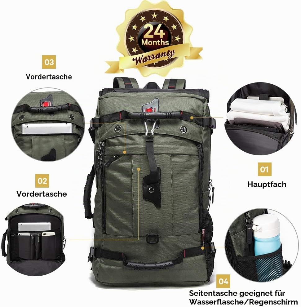 KAKA Travel Backpack, Carry On Backpack Durable Convertible Duffle Bag Fit for 15.6 Inch Laptop for