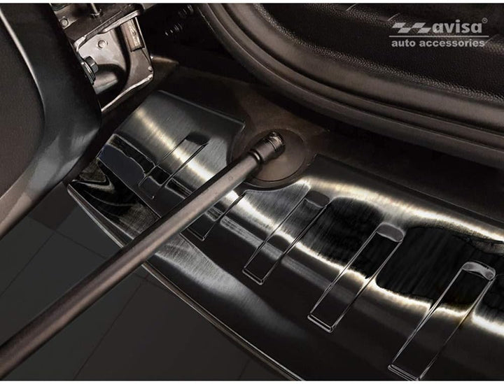 Avisa Schwarz Edelstahl Heckstossstangenschutz kompatibel mit Ford Ecosport II Facelift 2017- inkl.