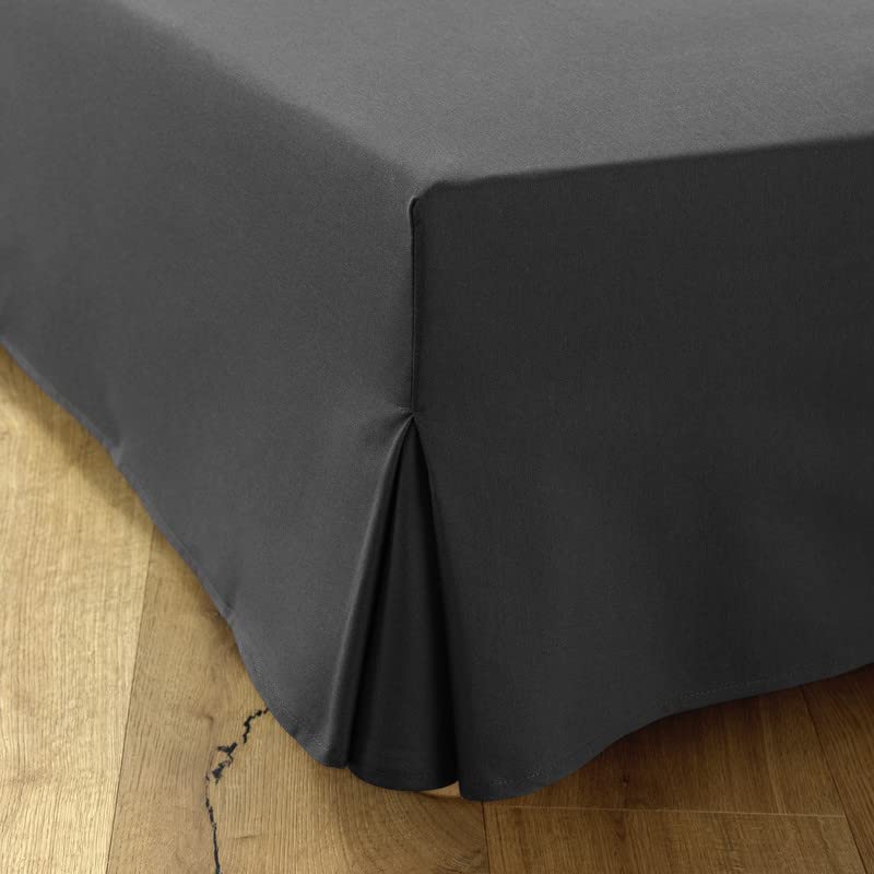 Betthusse 200x200 Grau - 4 Rüschen von 30 cm für Erwachsenenbett – Bettrock 200 x 200 cm, Lattenrost
