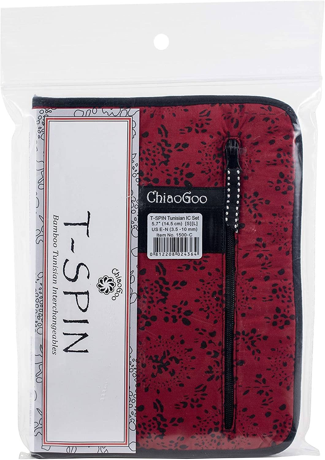 ChiaoGoo CG1500-C Tunisian Crochet Hook, Bambus, Red, Black, Beige, 5.5 mm