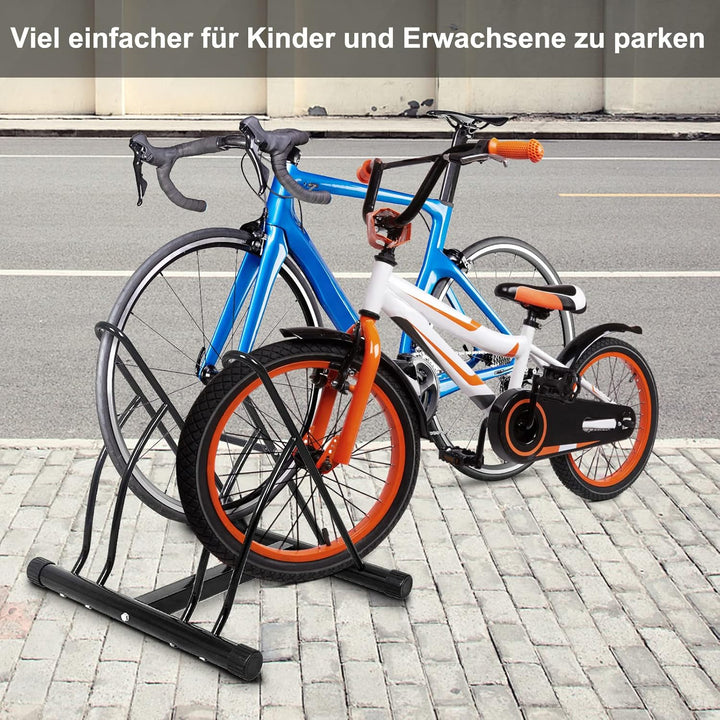 COSTWAY Fahrradständer Bodenparker für 2 Fahrräder Bügelparker, Fahrradparker, Mehrfachständer, Aufs
