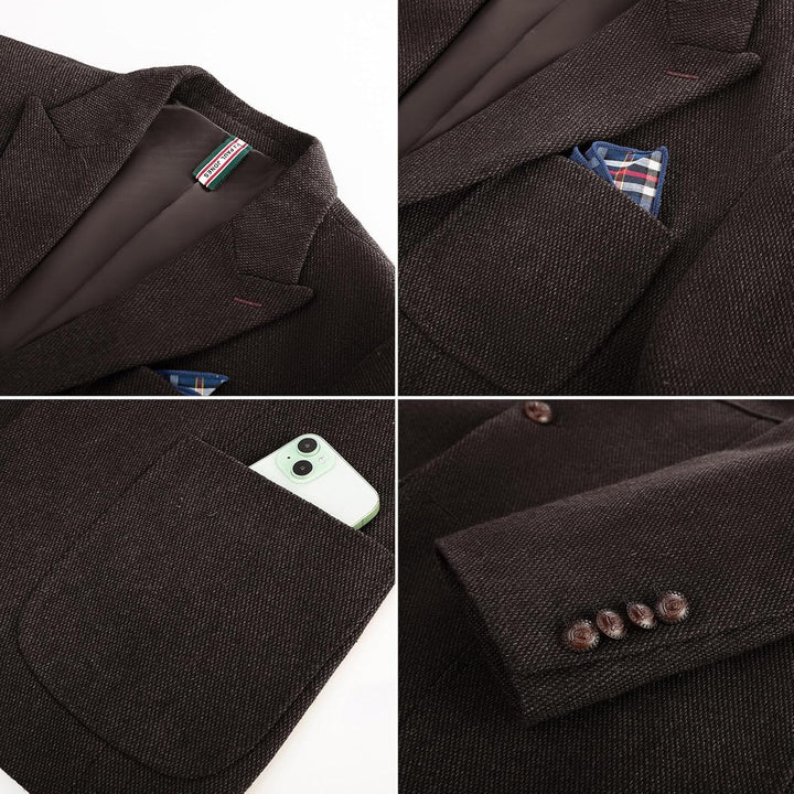 PJ PAUL JONES Sakko Herren 2 Knöpfe Tweed Wolle British Blazer Regular Fit Business Anzugjacke Männe