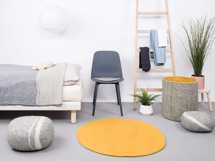 myfelt Klara Filzteppich — Ø 50 cm, ideal für Schlaf-, Wohn-, Kinderzimmer, Flur & Bad Gelb 50cm Ø,
