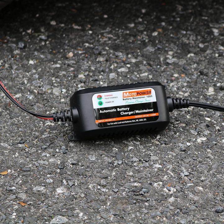 MOTOPOWER MP00206A 12V 1.5Amp Automatisches Ladegerät/Wartung für Autos, Motorräder, Geländefahrzeug