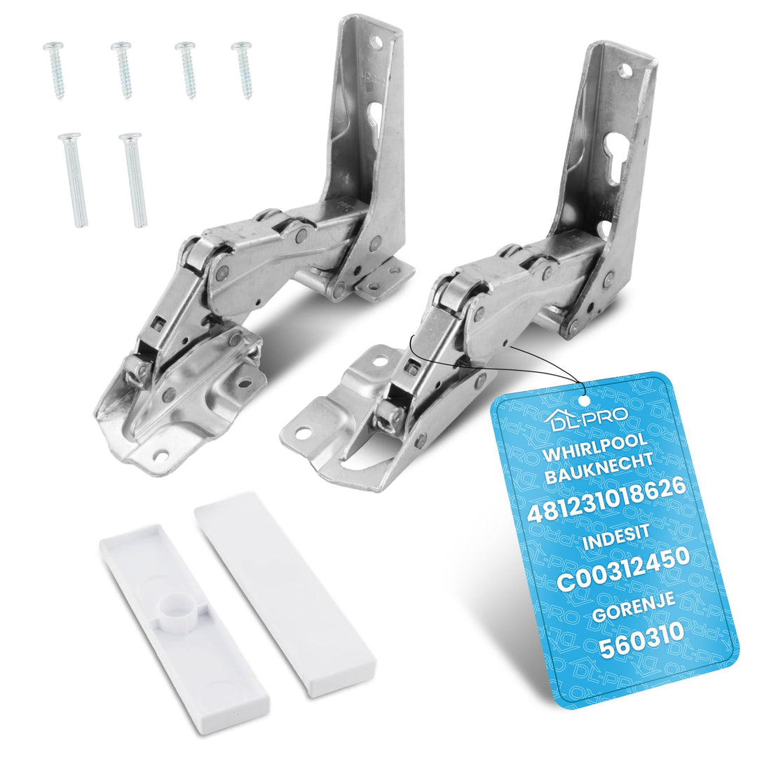DL-pro Türscharnier Set oben + unten für Bauknecht Whirlpool 481231018626 Scharnier Kit Hettich für