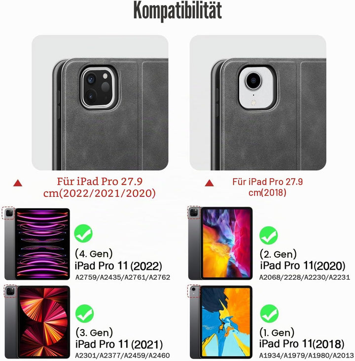 AUAUA Hülle für iPad Pro 11 2022 (4. Generation)/2021(3. Gen)/2020(2. Gen)/2018 mit Apple Stifthalte