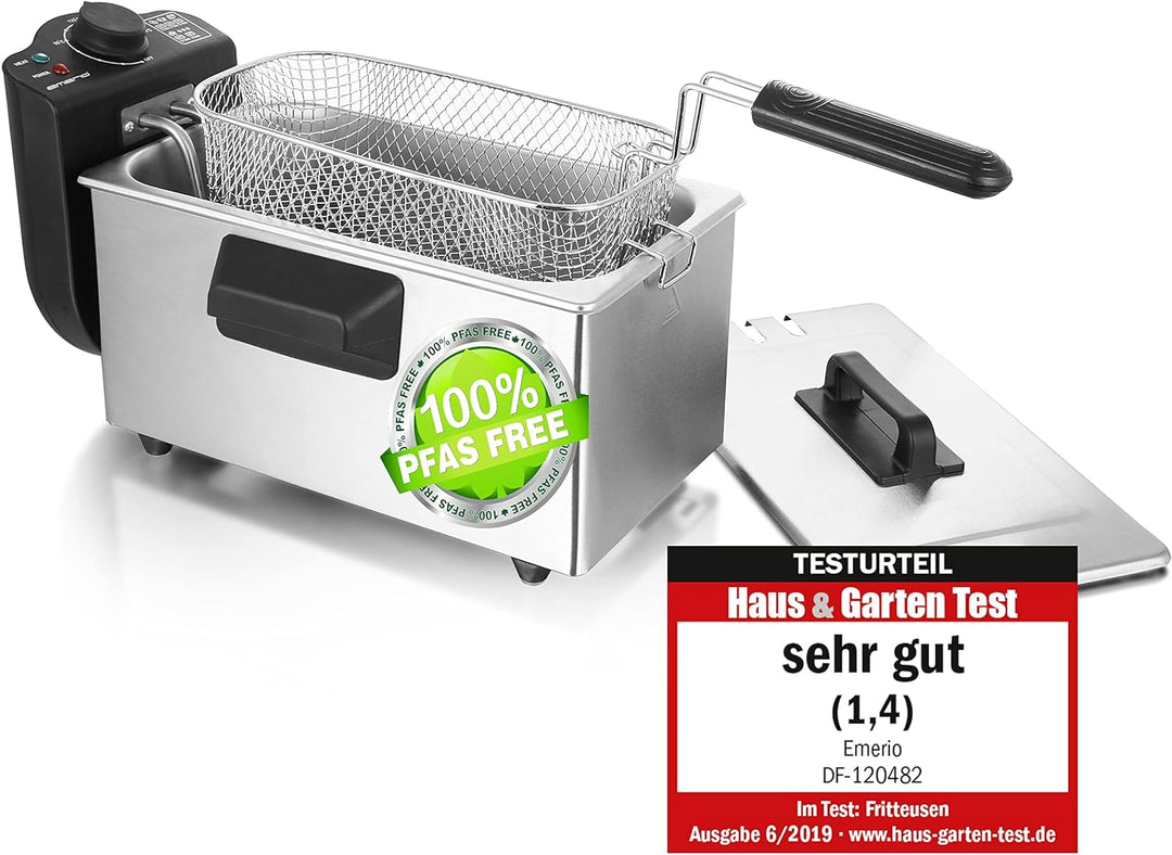 Emerio 3.0L Öl-Fritteuse mit Kaltzonen Technologie, "sehr gut 1.4" getestet von Haus & Garten 06/201