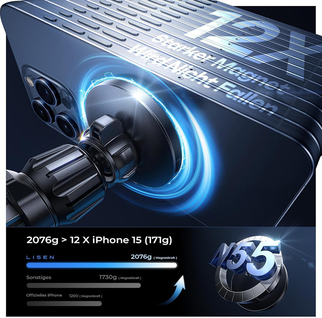 LISEN für Magsafe Autohalterung 15W Handyhalterung Auto mit Ladefunktion Handy Halterung Auto Magsaf