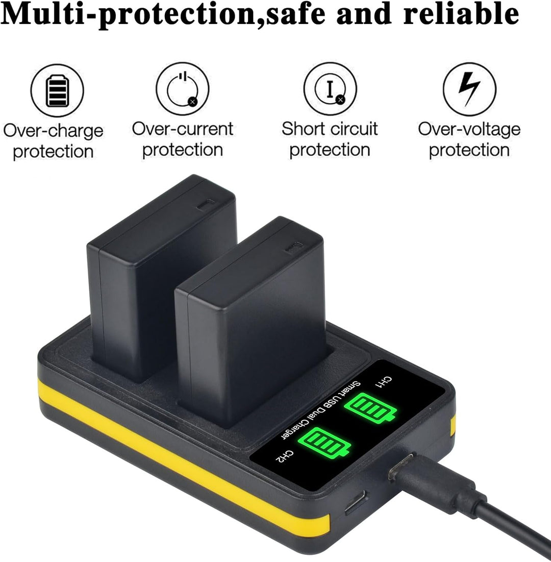 DuraPro 2Pcs DMW-BLE9 DMW-BLG10 Akku + LED USB Dual Ladegerät with Type c Port für Panasonic DMW-BLG