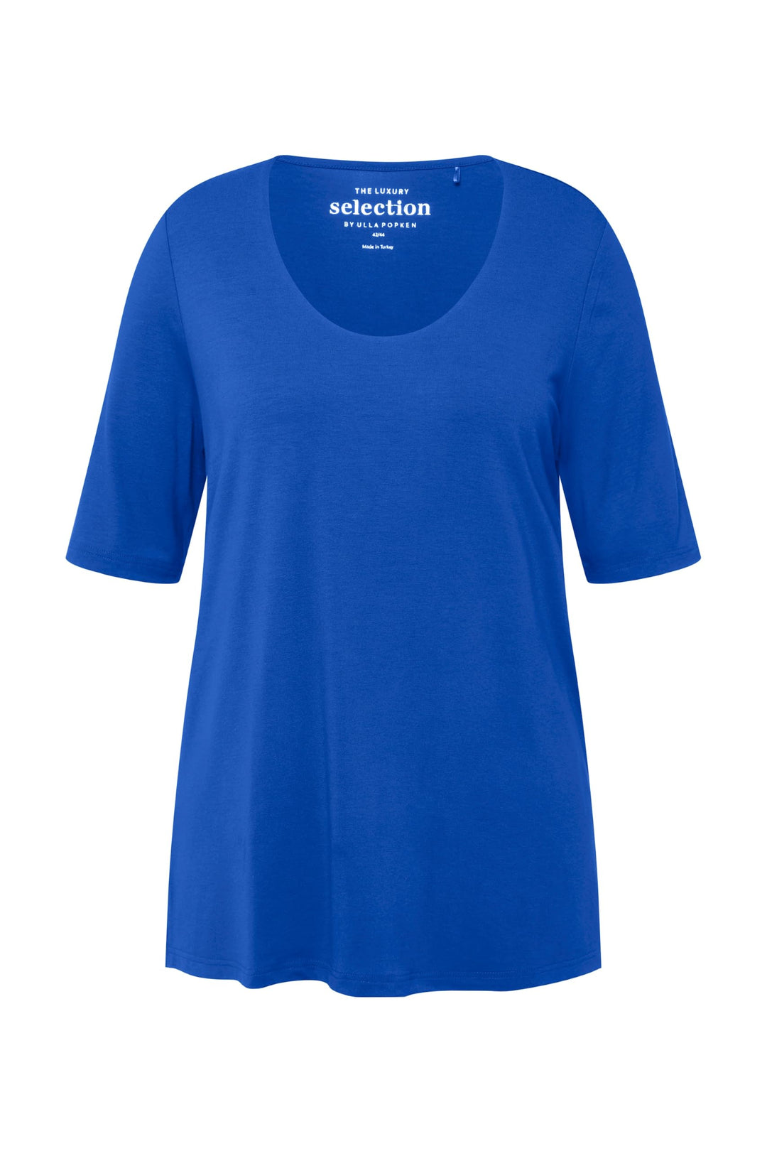 Ulla Popken Damen grosse Grössen Übergrössen Plus Size Shirt 1/2 Arm Doublelayer 820860 42-44 Kobalt
