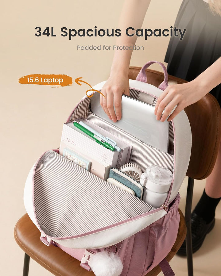 LOVEVOOK Schulrucksack Teenager Mädchen 10-18 Jahre mit Grossem Flaschenfach | Rucksack Damen Multi-