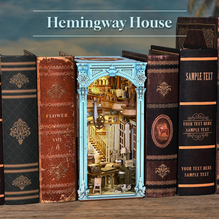 Book Nook Kit, DIY Miniatur Puppenhaus Booknook Kit, 3D Holz Puzzle Buchstütze Bücherregal einfügen