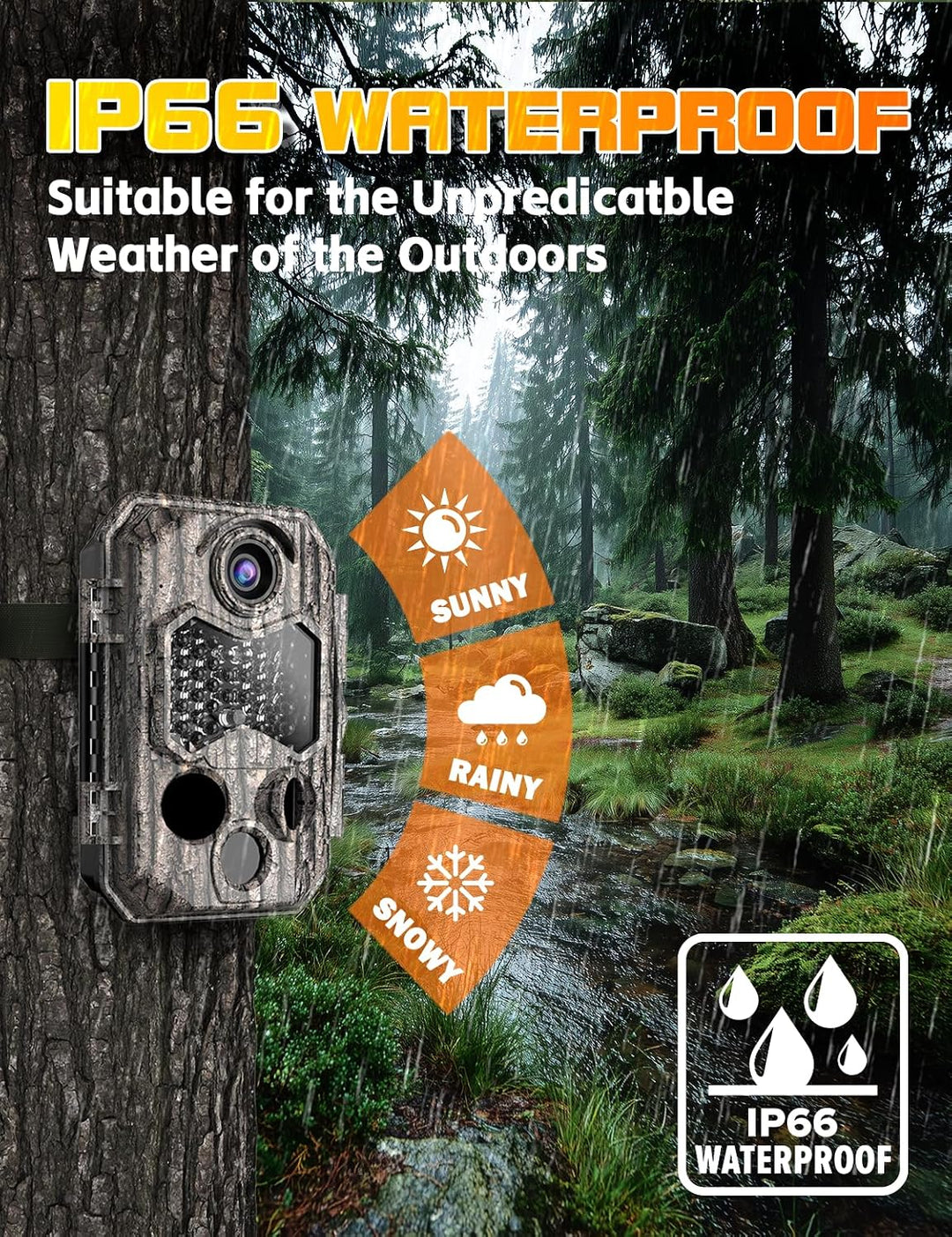 Wildkamera, Video 4K H.264 60MP mit 10000mAh Akku