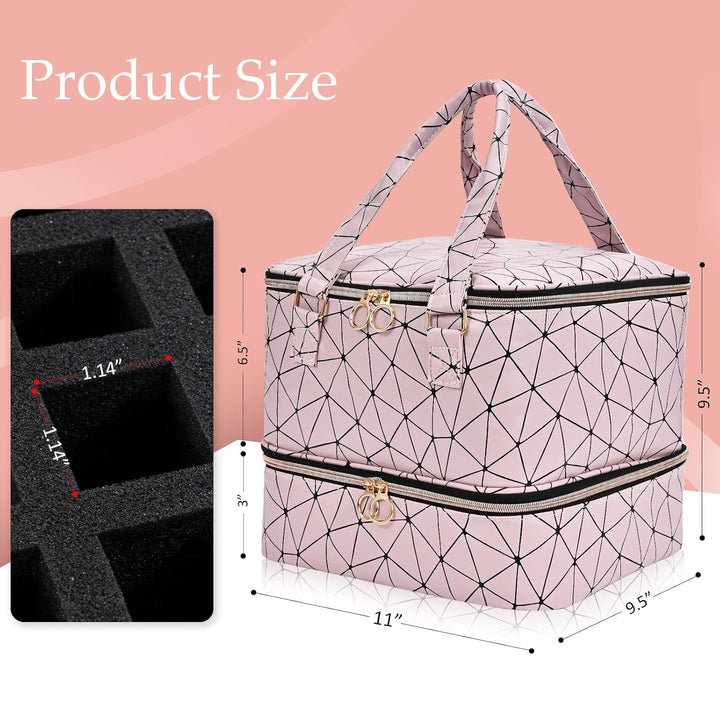Uross Nagellack Organizer für 42 Nagellackflaschen und 1 LED-Nagellampe, Nagellack Aufbewahrung Tasc