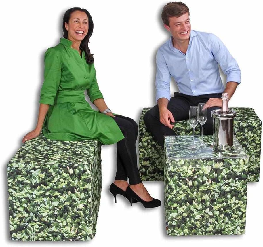 MeroWings Outdoor Sitzbank Hainbuche Textil Digitaler Fotorealistischer Druck - mit Acryltablett