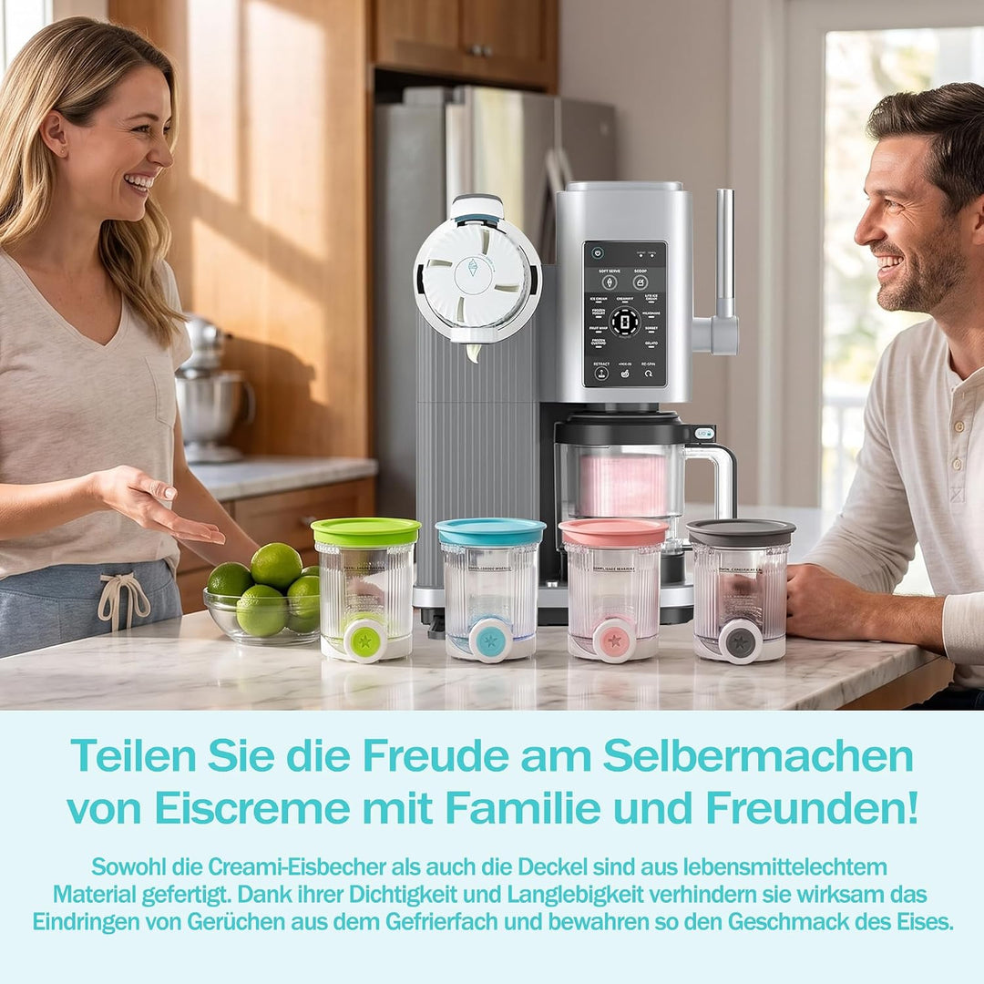 4 Stück Creami Behälter für Ninja Swirl CREAMi NC701EU 480ML BPA-Frei und Spülmaschinenfest Becher k