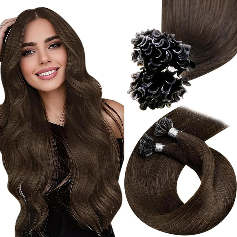 Hetto Echthaar Bondings Extensions Dunkelbraun Keratin Haar Extensions Echthaar Remy Bonding Extensi