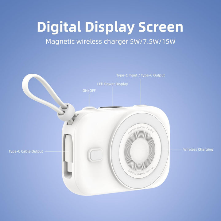 Mini Powerbank 10000mAh mit Magnetischer Schnellladung & 20W PD, 22.5W Max, Tragbare Externe Batteri