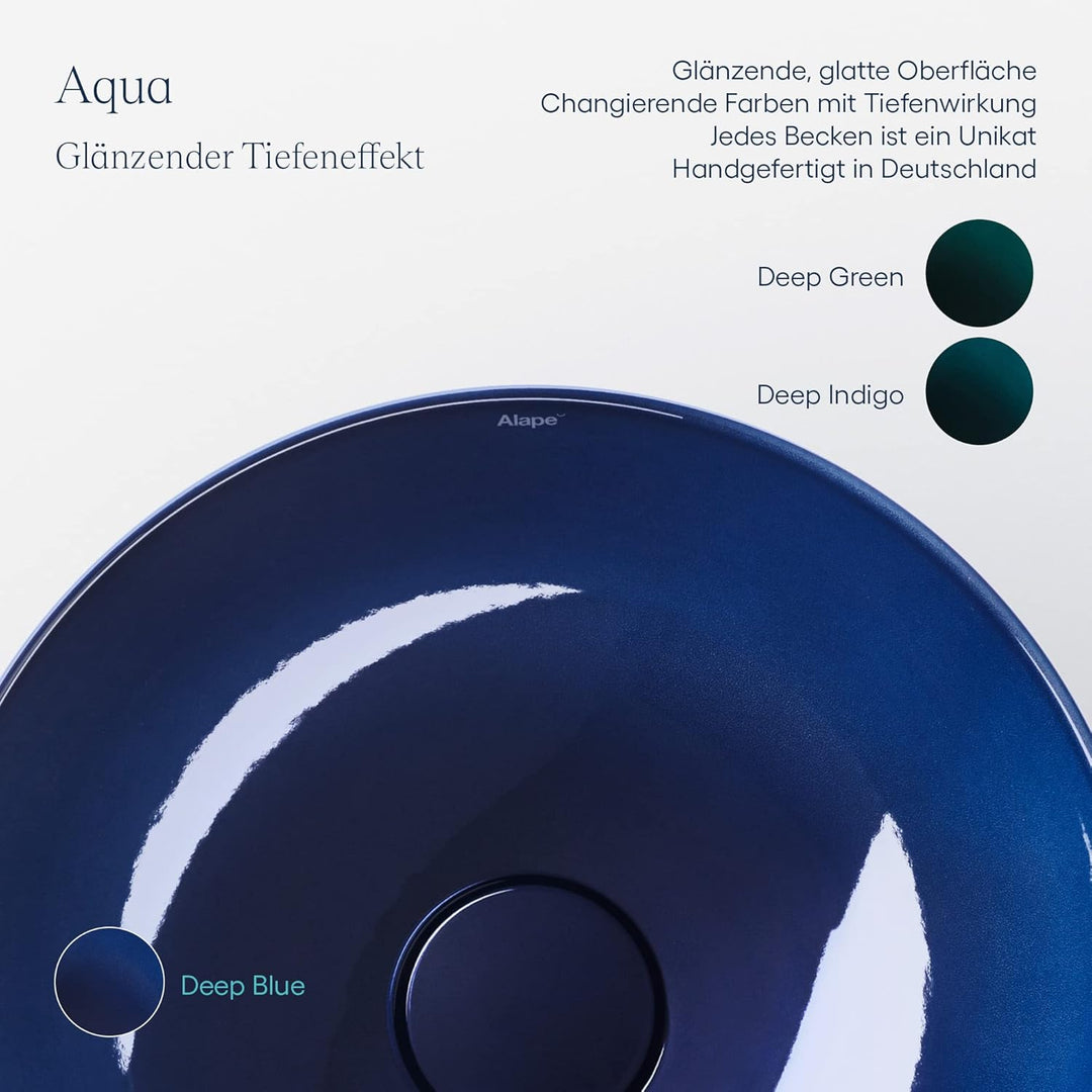 Alape˘ Waschschale, Waschbecken, Deep Blue, aus emailliertem Stahl, hygienische Oberfläche, rund Ø 3